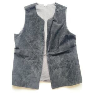 Women's Ecru Black/Gray Suede Quilted Vest Size XL